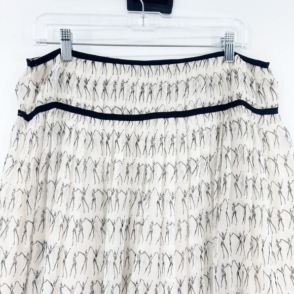 David Meister Ivory Silk Skirt Abstract Dancer Print Lined A Line Womens Size 10 - Picture 9 of 11